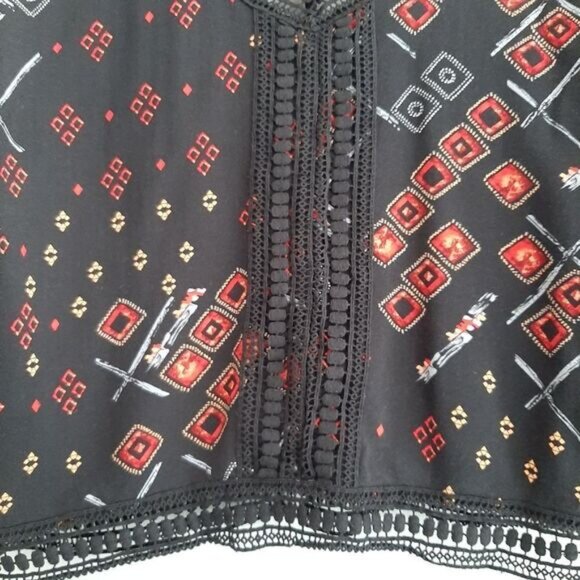 DEVOTED Boho Lace Trim & Back Tie Boxy Blouse Black Sz S - Picture 4 of 13